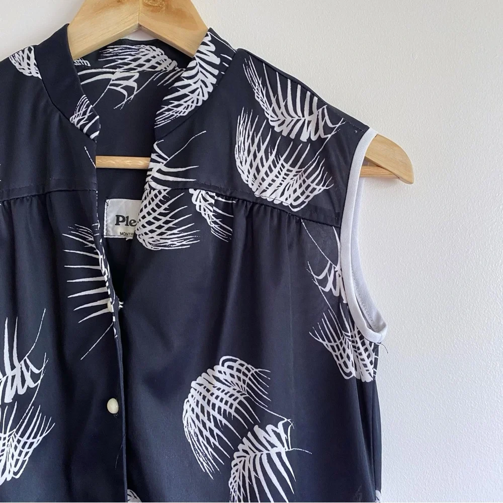Vintage Pleskin Black White Leaf Print Dress - Picture 5 of 17